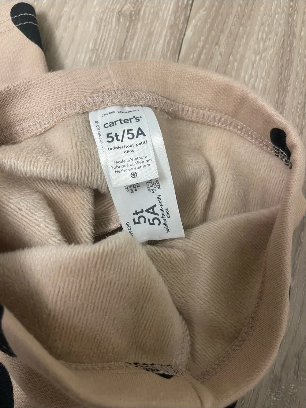Carter's Beige Leggings with Black Heart Print